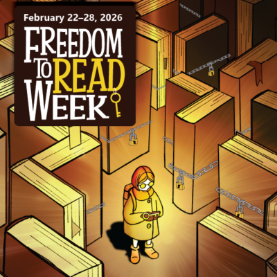 Freedom to Read Girl in Book Maze