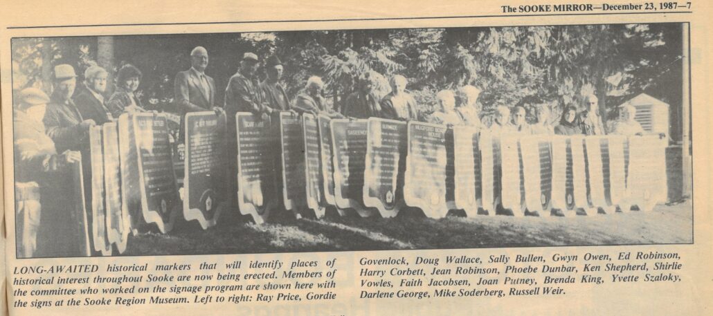 Heritage Signs ready for installation, Sooke 1987